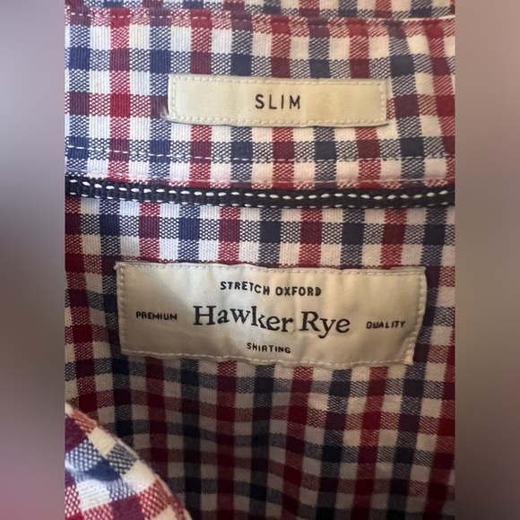 HAWKER RYE “SLIM” FIT STRETCH OXFORD LONG SLEEVE SHIRT.  SIZE LARGE. - Picture 3 of 5